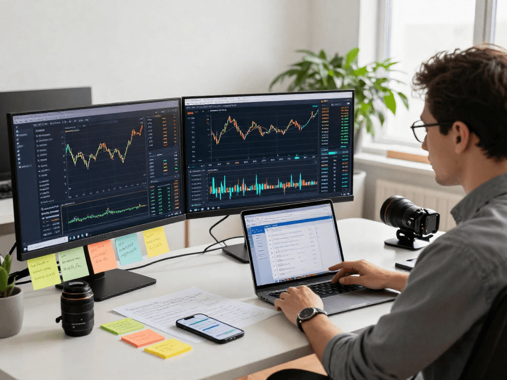 Interfaz de plataforma de trading Immediate Edge en un espacio de trabajo moderno.