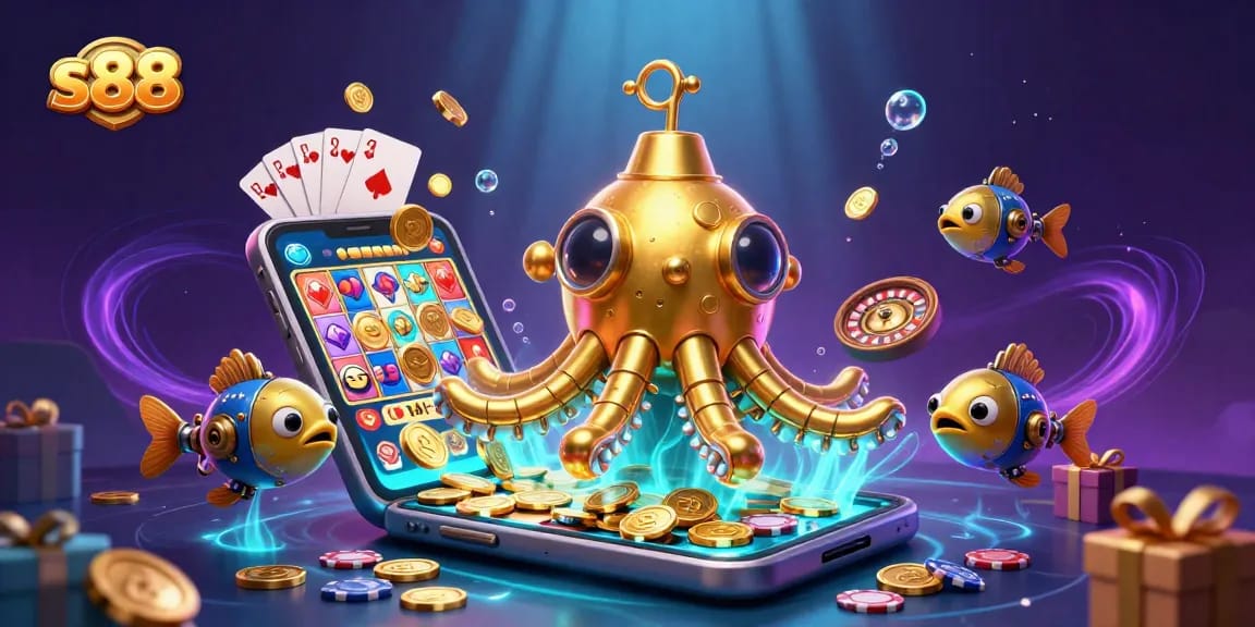 Experience thrilling gameplay at s88 with golden kraken and slot games in an exciting underwater scene.
