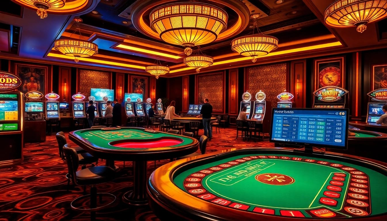 Players engaging in thrilling games at rikvip online casino, enjoying poker and roulette.