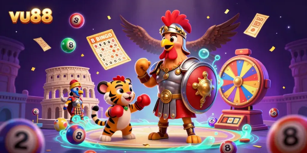 Engage with the vibrant casino action of vu88 featuring dynamic prize elements and 3D characters.