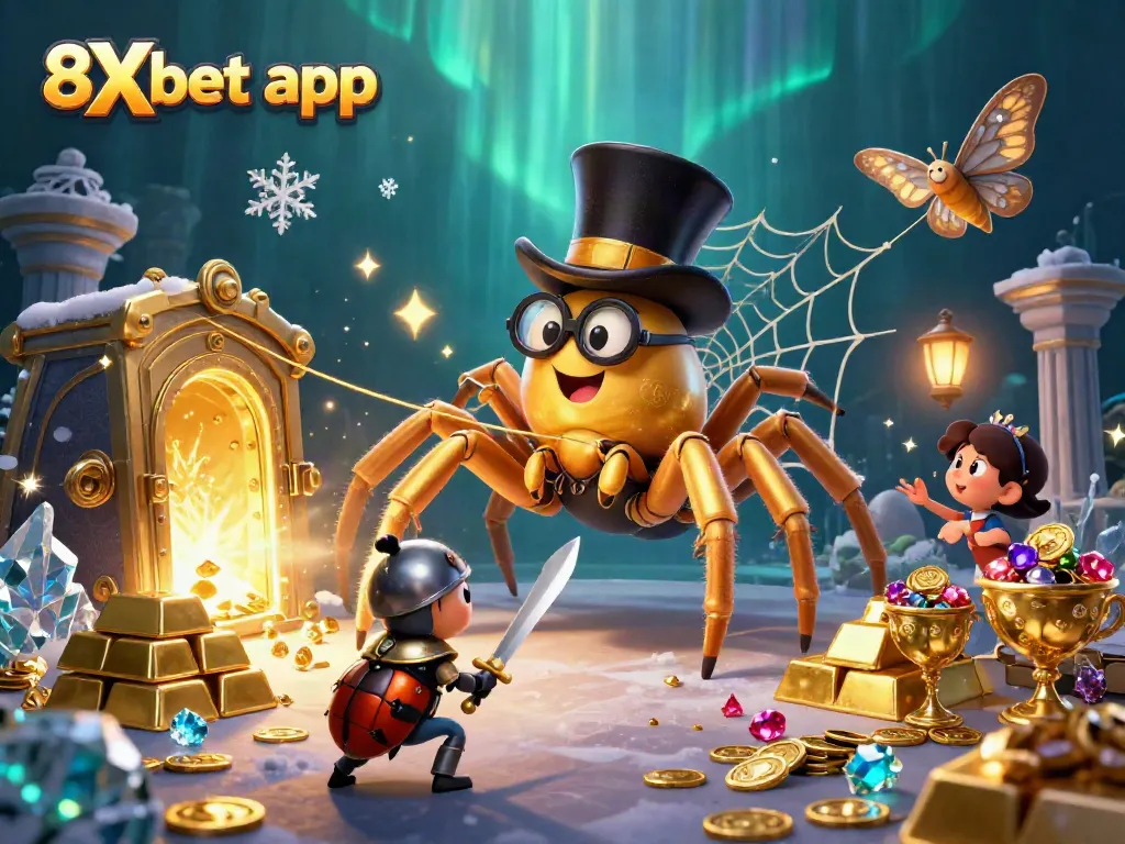 Join the thrilling adventure with an 8Xbet app as the golden tarantula weaves its web amidst gems and treasures.