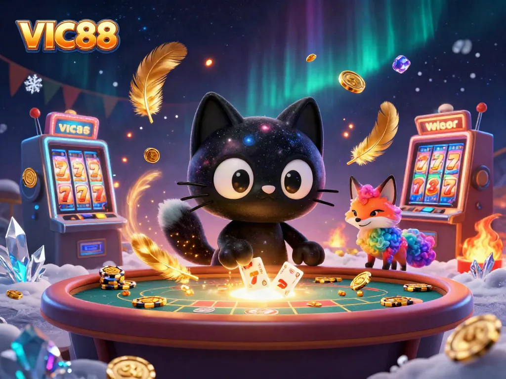 Experience the vibrant energy of VIC88 as the cosmic characters engage in thrilling casino fun.