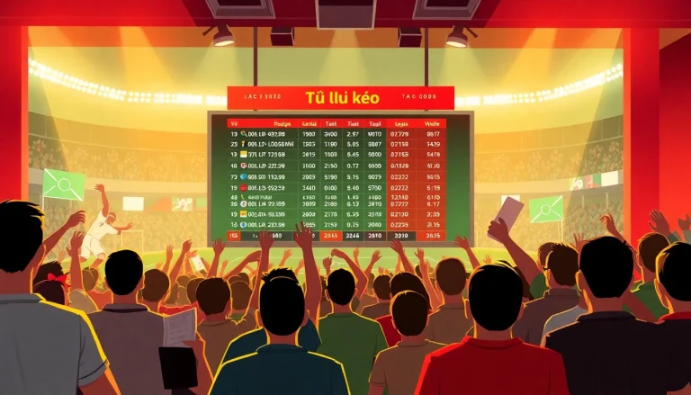 Visualize sports fans engaging with tỷ lệ kèo bets during an exciting game.