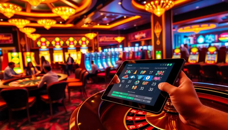 Experience the thrilling atmosphere at https://bet888.solutions/ featuring busy roulette tables and vibrant slot machines.