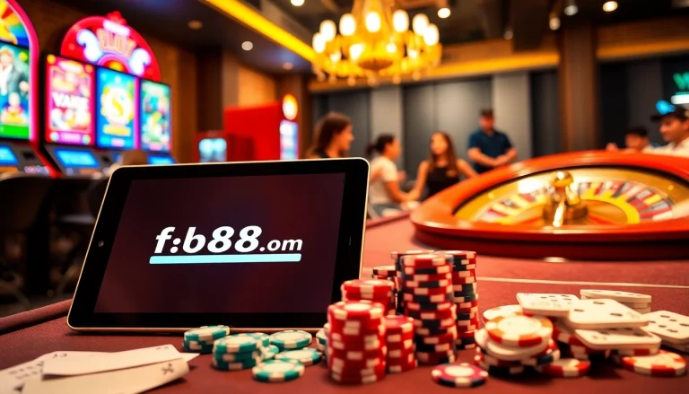 Experience the excitement of gambling at https://fb88nn.com/ with engaging poker gameplay showcasing vibrant casino elements.