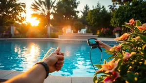 Discover premium Swimming Pool Leak Detection services amid a tranquil backyard paradise.