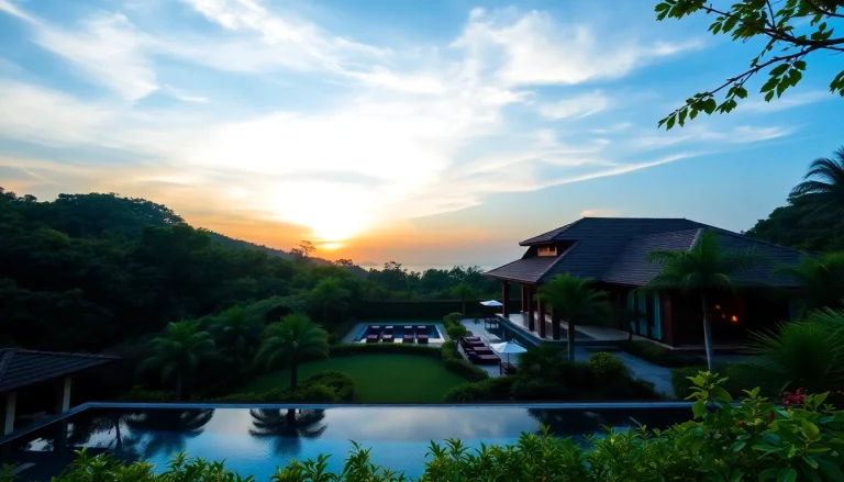 Showcasing Phuket property management essentials, this villa reflects luxury living in a picturesque setting with lush landscapes.