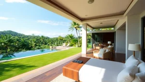 Showcasing villa management in Phuket, an elegant and inviting villa surrounded by tropical beauty.
