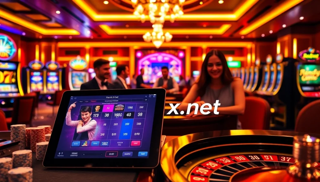 Experience thrilling gameplay at net88x.net with vibrant casino tables and joyful players!