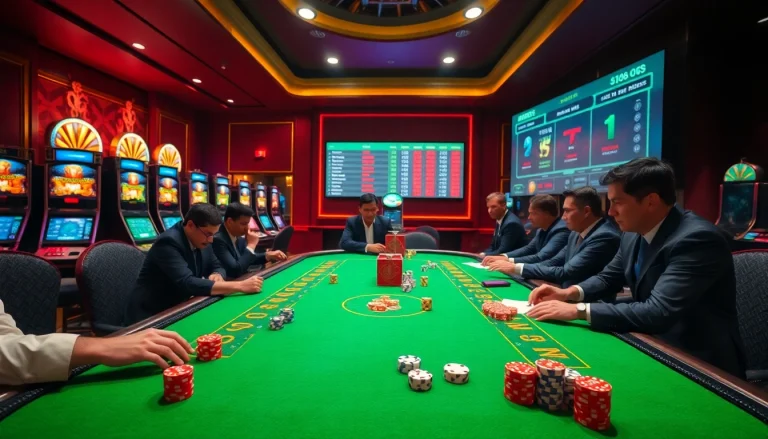 Players engage in thrilling Baccarat at https://f168.studio/, showcasing excitement and strategy in a luxurious casino ambiance.