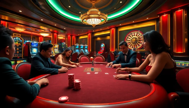 Gamble for excitement at tk88 with a vibrant poker table and luxury casino atmosphere.