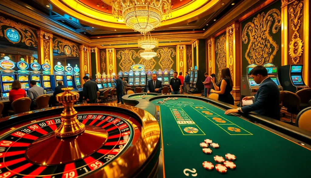 Experience king88's thrilling casino ambiance with roulette wheels, poker tables, and slot machines.