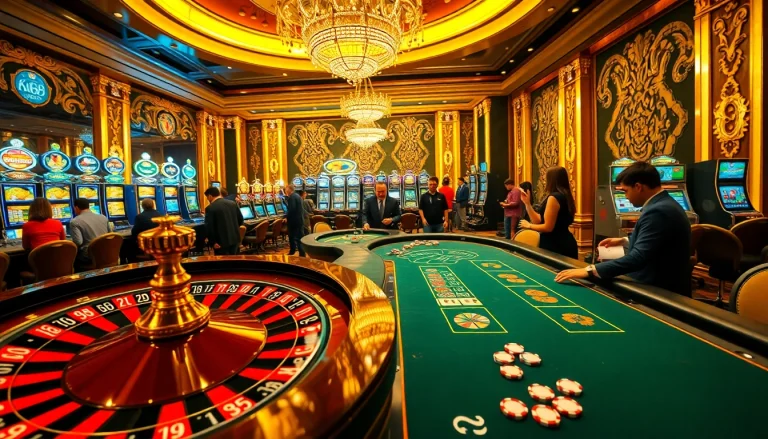 Experience king88's thrilling casino ambiance with roulette wheels, poker tables, and slot machines.