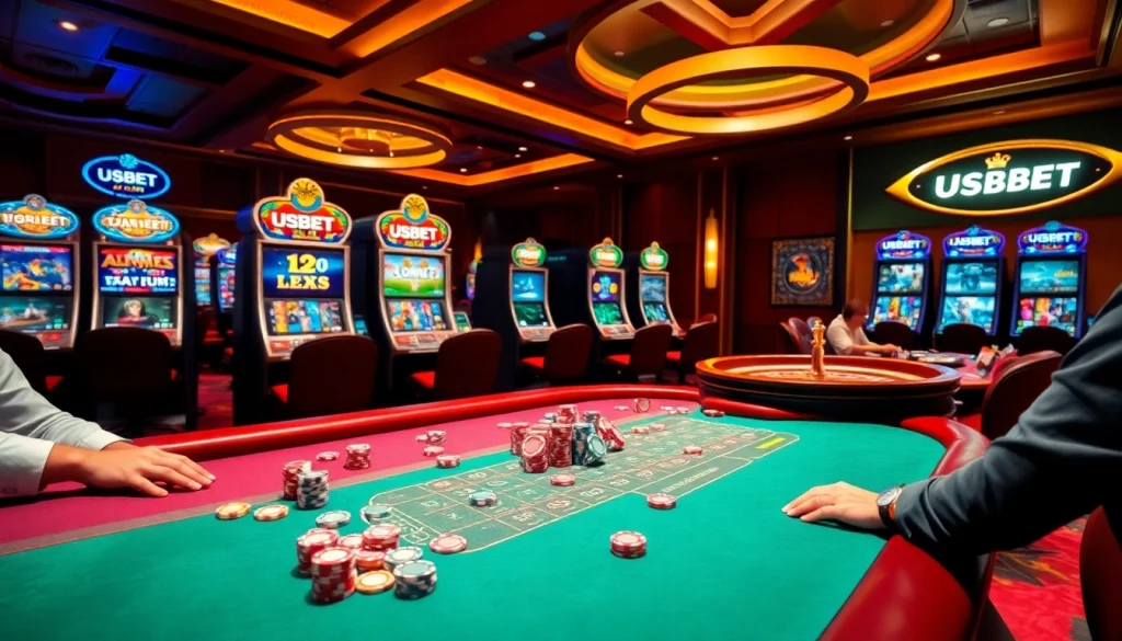 Experience the excitement of gambling with USBET at a vibrant poker table.