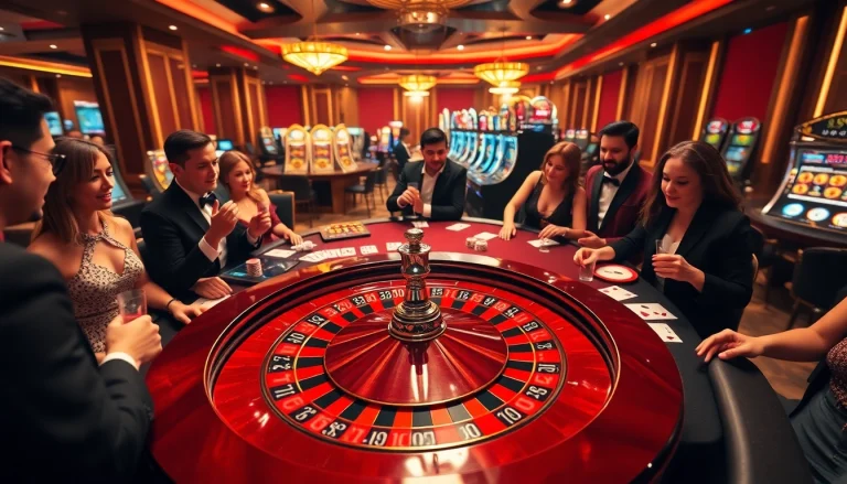 Experience the thrill at RR88.com with players enjoying roulette amidst luxurious casino settings.