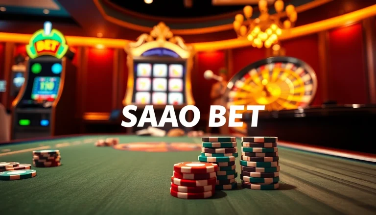 Engage with the thrilling SAO BET online casino experience featuring lush tables and vibrant slot machines.