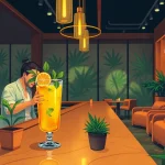 Experience the cannabis vibe at a stylish bar featuring moonbarguy thcp-infused drinks in elegant glassware.