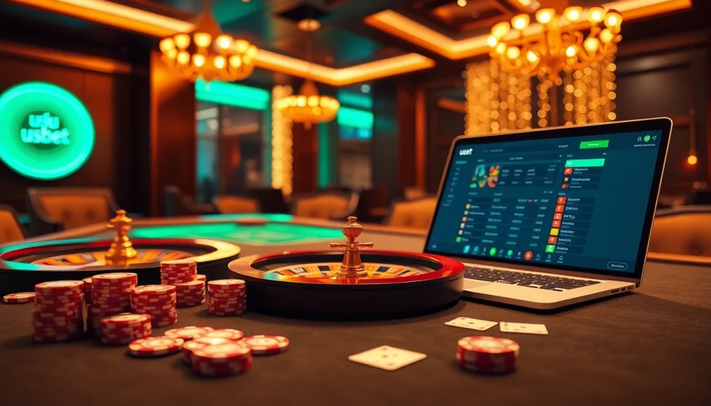 Betting on usbet with an immersive online casino experience featuring elegant gaming elements.