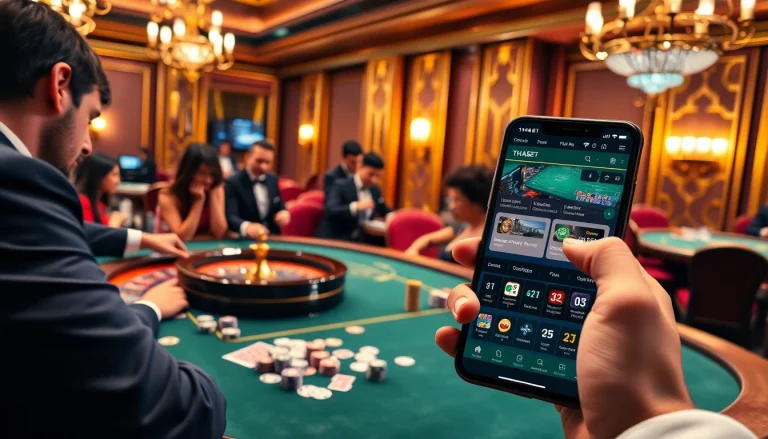 Experience high-stakes gaming action at THABET Casino with luxurious tables and vibrant atmosphere.