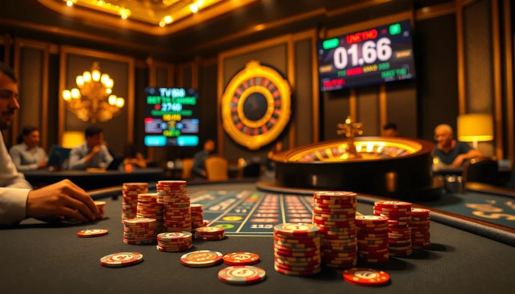Engage in thrilling gameplay at tv88 casino with vibrant tables and live betting action.