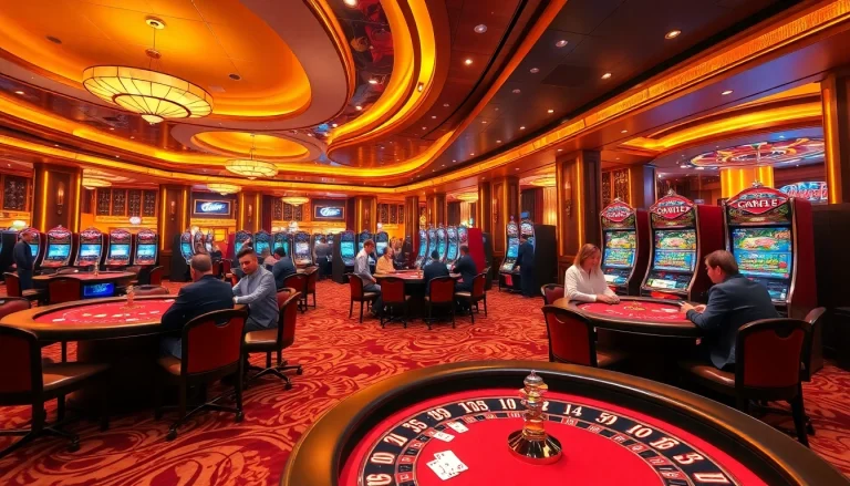 Experience exhilarating gameplay at GG88's premium casino, showcasing poker tables and slot machines.