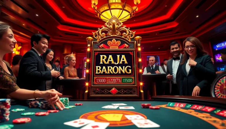 Experience the Raja Barong slot firsthand with vibrant casino lights and thrilling gameplay.