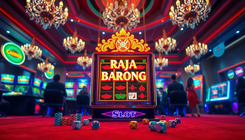 Experience thrilling gameplay at Raja Barong Slot with vibrant casino elements.