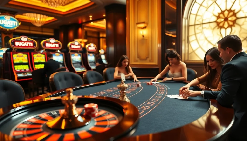 Experience the thrill at Bugatti8 casino with players engaged in high-stakes games.