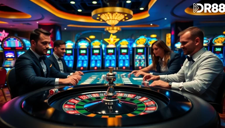 Experience thrilling gameplay at DR88's sophisticated casino with vibrant poker action.