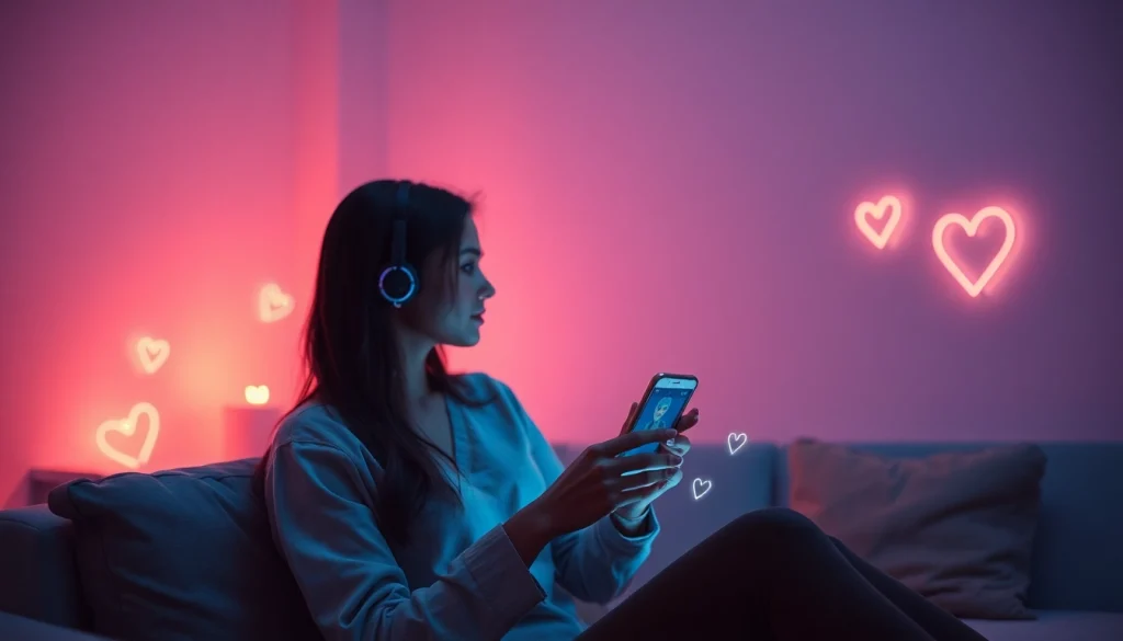 Engaging in ai sex chat with a captivating AI character on a digital device.