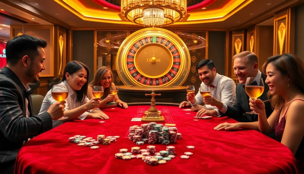 Experience the thrill of gambling at DR88 with a luxurious poker game scene bringing excitement and strategy to life.