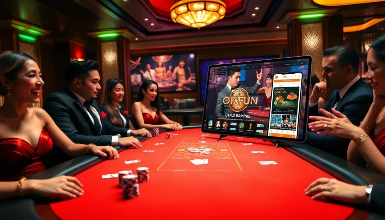 Experience dynamic gameplay with the OKFUN app at a lively casino table setting.