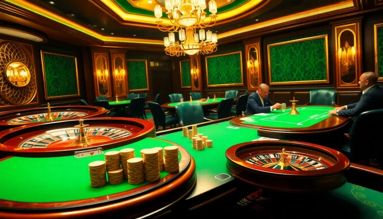 F168 casino scene showcasing players engaging in an exciting poker game with vibrant chips.