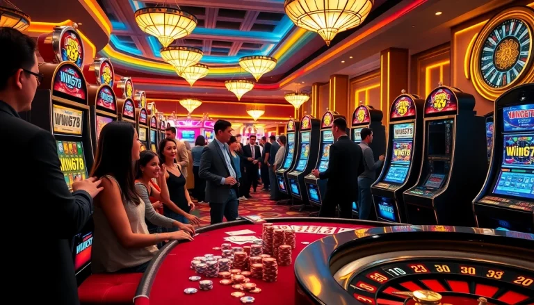 Players enjoying the thrill of the win678 slot machines in an exciting casino atmosphere.