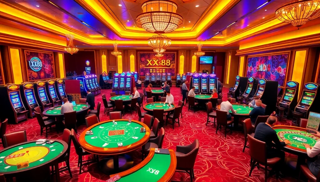 Experience the excitement at XX88 casino with vibrant tables and lively players.