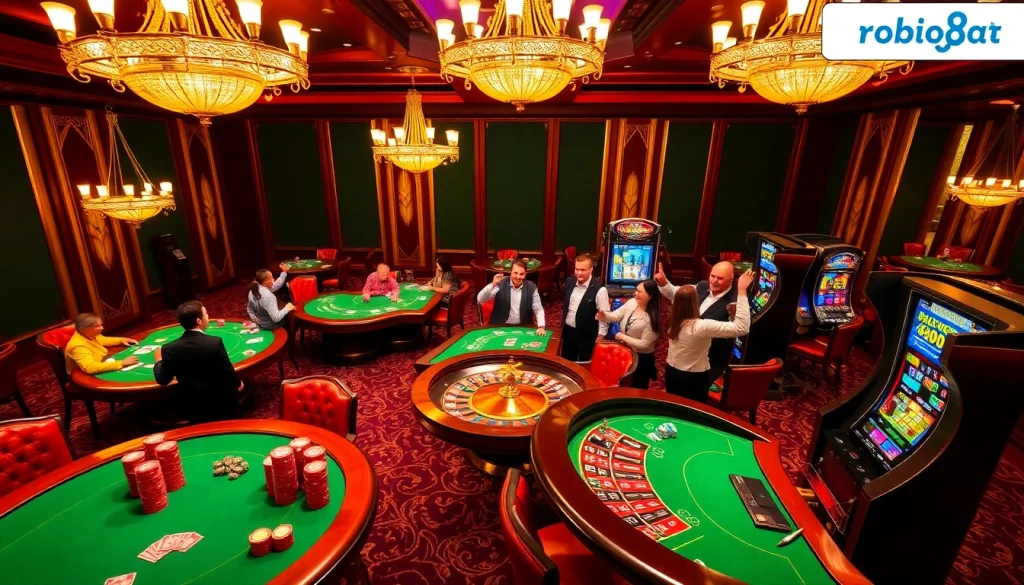 Excited players gambling at a high-end casino featuring games from https://rr88.bar/.