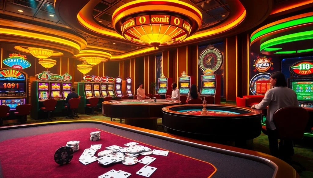 Experience the thrill of gaming with KJC in a luxurious casino setting filled with vibrant action and excitement.
