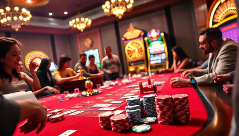 Experience the thrill of winning at fabet's luxurious casino with vibrant tables and excited players.