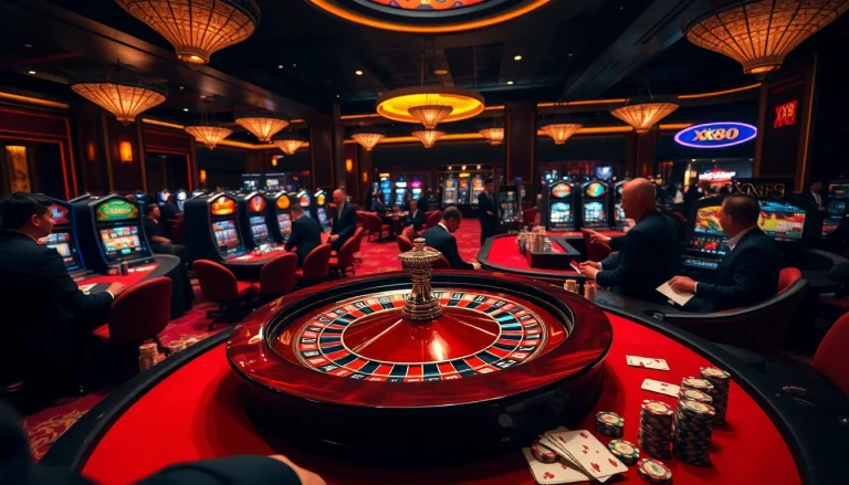 Experience the excitement of gambling at XX88 with engaging casino tables and vibrant slot machines.