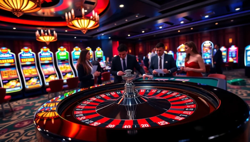 Betting at the GG88 roulette table with vibrant casino ambiance and excited players.