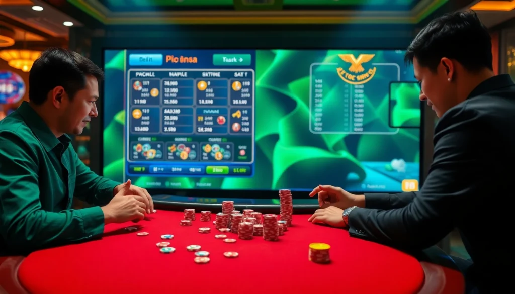 Enjoy the excitement of xoc dia online with players betting at a virtual casino table.