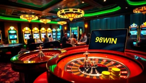 Experience thrilling games at 98WIN's vibrant online casino with roulette and slot machines.