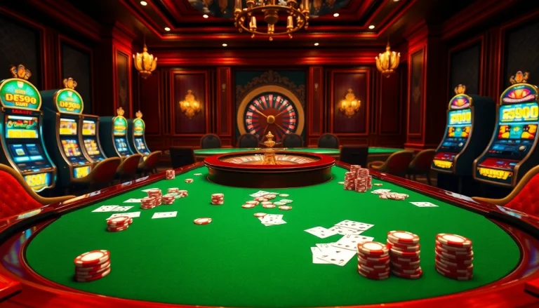 Experience the thrill of high-stakes gambling at the DF999 themed poker table with luxurious chips.