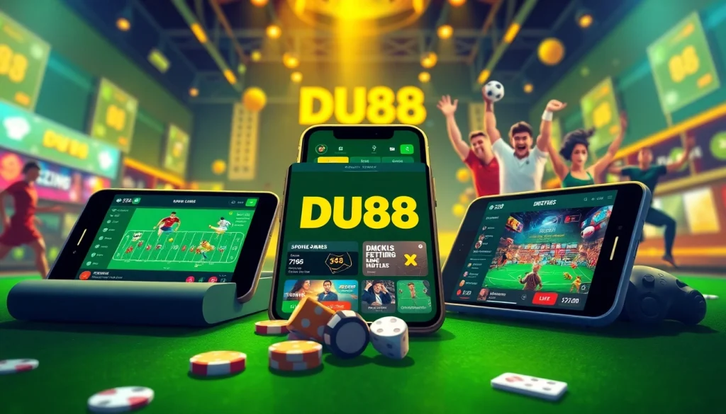 Experience the DU88 online gambling platform's vibrant gaming interface, showcasing sports betting and casino excitement.