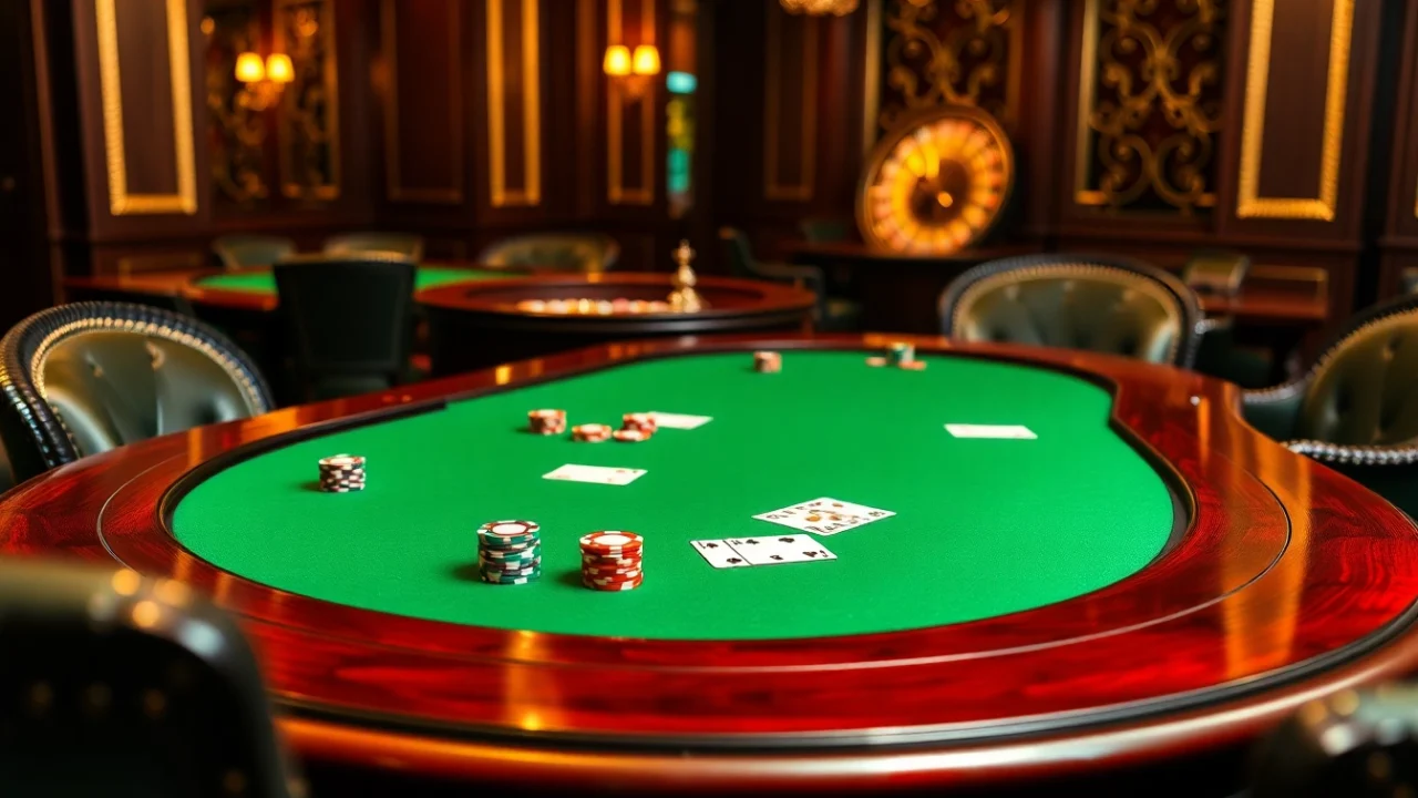Engaged players strategizing at a poker table in a luxury casino setting at https://s8onl.com/.