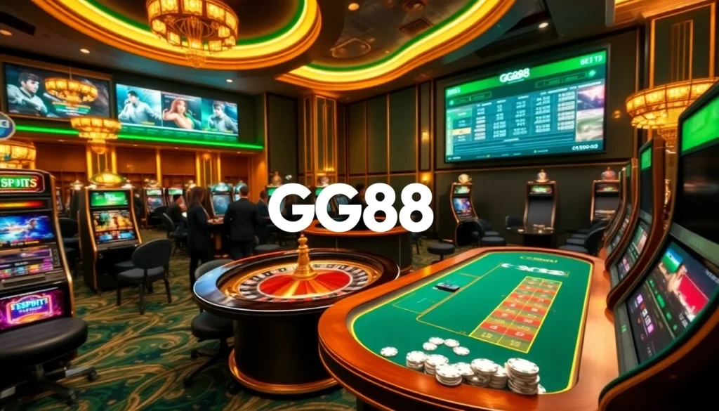 Exciting gambling scene at GG88 with roulette and esports betting excitement