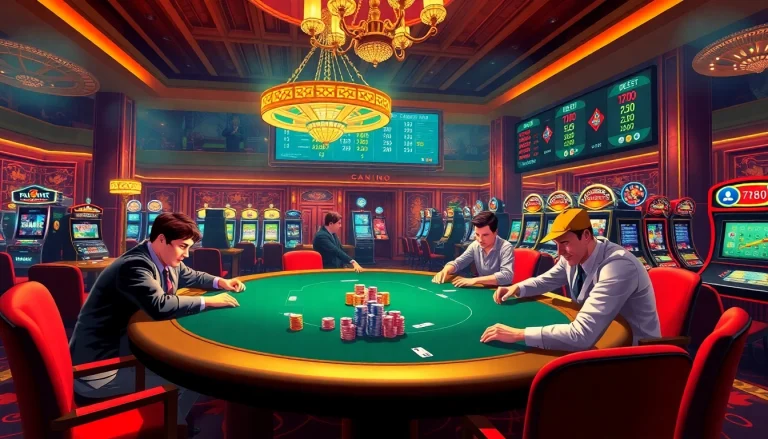 Action-packed poker game at 789f, featuring vibrant chips and intense players.