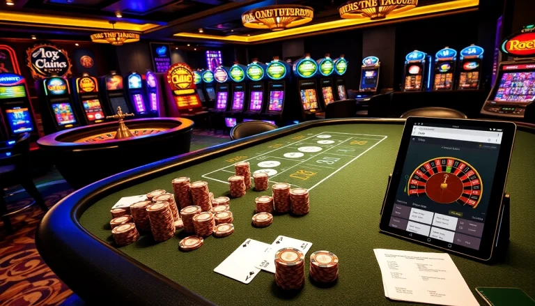 Engaging casino scene featuring UU 88 with poker chips, cards, and a roulette wheel