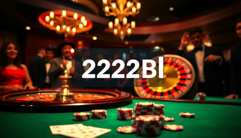 Players enjoying high-stakes gaming with 222BD branding at a luxurious casino.