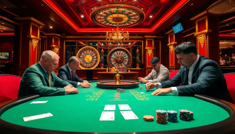 Experience high-stakes gameplay at https://mk8th.net/ with intense poker action in a luxurious casino setting.